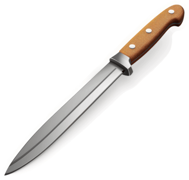 Sharp, sturdy kitchen knife with wooden handle. png
