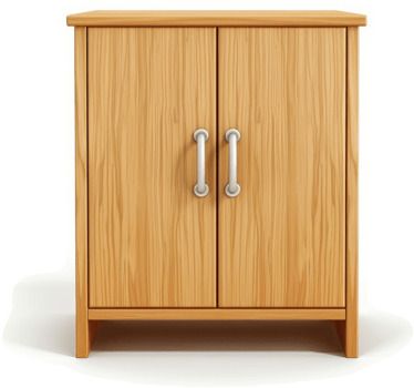 Light brown wooden cabinet with two doors. png