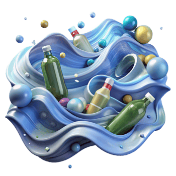 wonderful traditional Ocean Waves with Plastic Pollution Transparent Background genuine png