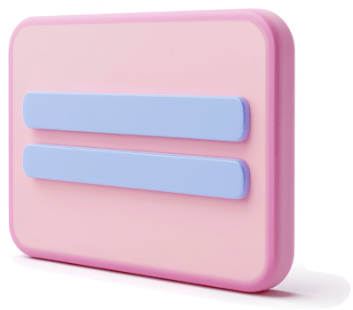 Pink equality symbol design with light purple bars. png