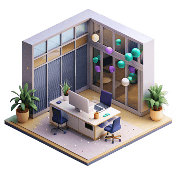 magnificent traditional Modern Office Building Interior Isometric View Cutout detailed png