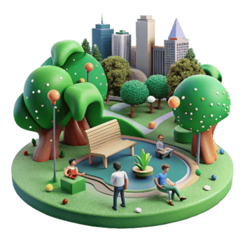 stunning classic Green City Park with People Relaxing Cutout original png