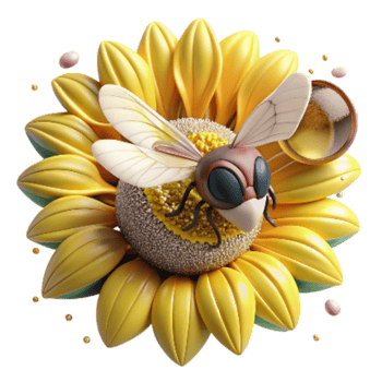 dramatic minimalist Honeybee Gathering Nectar From Bluebell Transparent Background png