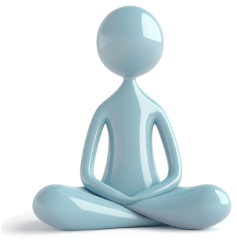 Light blue, stylized figure in meditative lotus position. png