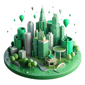 serene modern Green Cityscape Aerial View Cutout authentic png