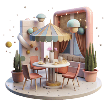 serene vintage Outdoor Dining in City Street Cutout authentic png