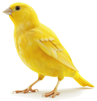 Vibrant yellow canary bird in profile view. png