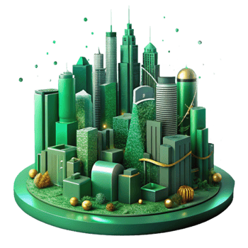 extraordinary abstract Green City Skyline Night View Isolated png