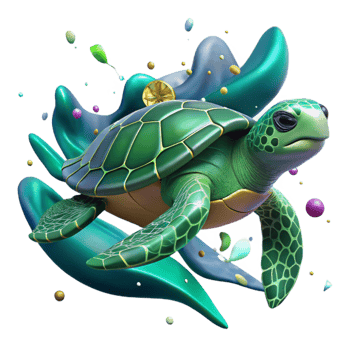 vibrant artistic Green Turtle Swimming in Ocean Cutout Image detailed png