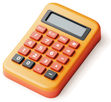 Portable orange calculator with numeric keypad. png