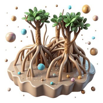 stunning creative Mangrove Roots in Shallow Water Isolated Element detailed png