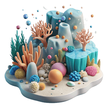 wonderful contemporary Ocean Floor Coral Reef Ecosystem Cutout Underwater Scene detailed png