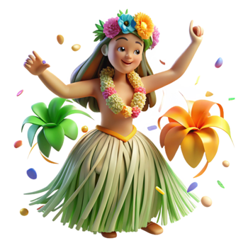 extraordinary abstract Hula Dancer Grass Skirt Transparent Background Tropical Flowers high quality png