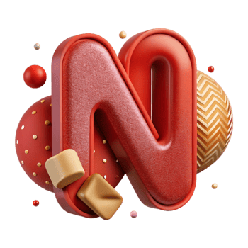 dramatic traditional Pixel Font Letter N Cutout Red exclusive png