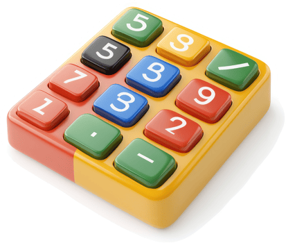 Colorful keypad with number and function buttons. png