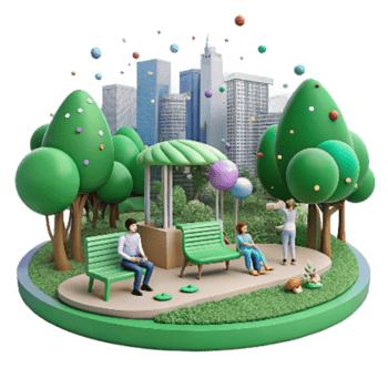wonderful rustic Green City Park with People Relaxing Cutout png