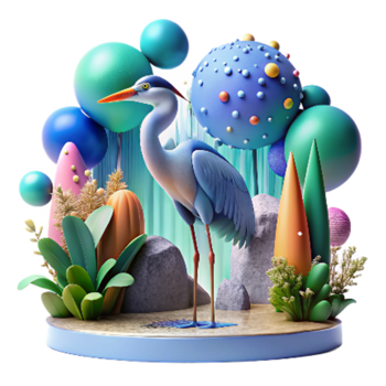 magnificent creative Mangrove Forest and Blue Heron Transparent Background detailed png