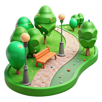 extraordinary minimalist Green City Park Path Side View Cutout Element authentic png