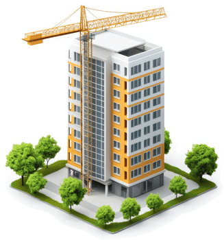 Modern high-rise building under construction. png