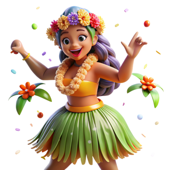 impressive rustic Hula Dancer Grass Skirt Transparent Background Tropical Flowers detailed png