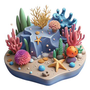 extraordinary abstract Ocean Floor Coral Reef Ecosystem Cutout Underwater Scene png