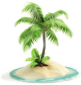 Tropical island with palm tree. png