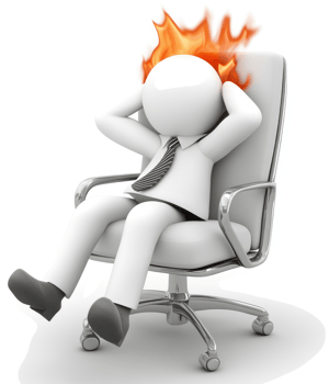 Relaxed executive experiencing intense stress. png