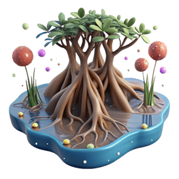 serene abstract Mangrove Roots and Water Reflection Isolated Element exclusive png