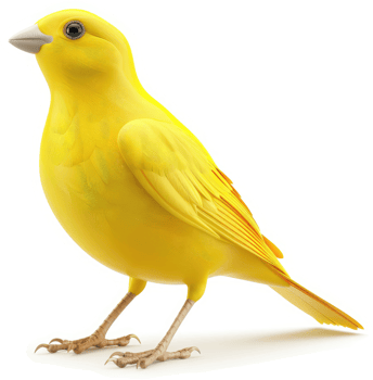 Vibrant yellow canary against a pure white backdrop. png