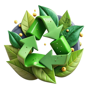 serene modern Recycle Symbol Made of Leaves Transparent Background professional png