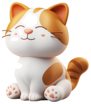 Cute cartoon cat illustration with soft features. png