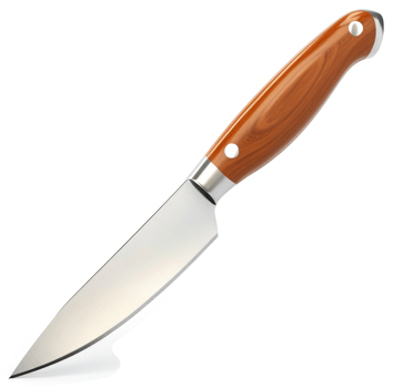 Sharp, wooden-handled chef's knife. png