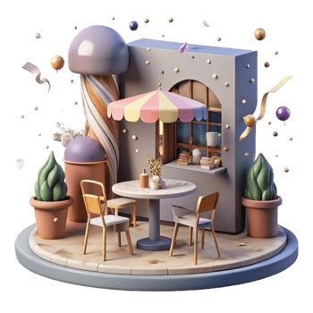 vibrant rustic Outdoor Cafe in City Square Isolated Element genuine png