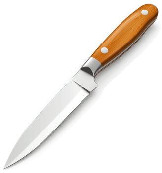 Sharp kitchen knife with wooden handle. png