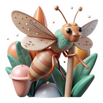 vibrant abstract Pollinator Insect on Stem Cutout Image genuine png