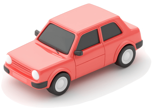 Simple, red cartoon car illustration. png