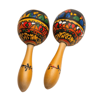 Colorful traditional maracas with intricate hand-painted designs png