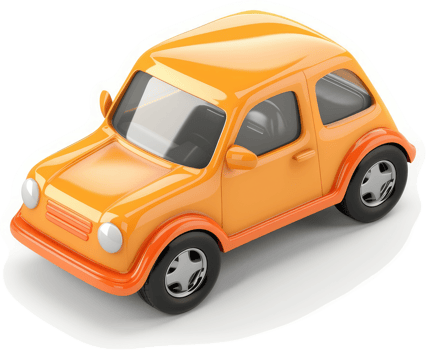 A stylized, cartoonish orange car model. png