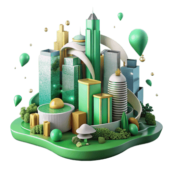 magnificent rustic Modern Cityscape with Green Spaces Cutout detailed png