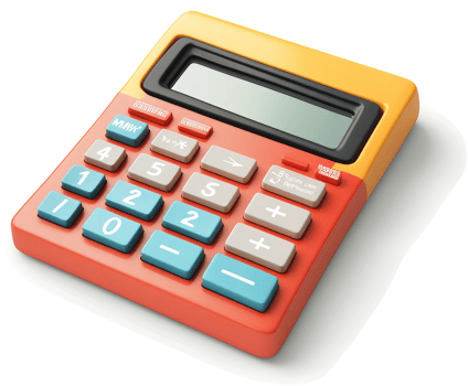 Colorful, retro-style calculator displayed on a white background. png