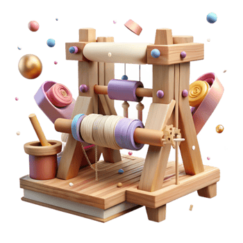 wonderful contemporary Old Wooden Loom with Threads Cutout premium png