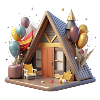stunning modern Mountain Cabin Cutout with Warm Interior Lighting premium png