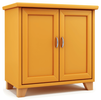 Bright orange cabinet with two doors. png