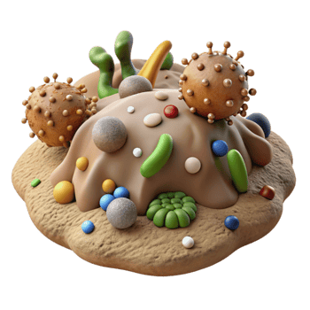 magnificent classic Healthy Soil Microbes Isolated Transparent Background with Magnification detailed png