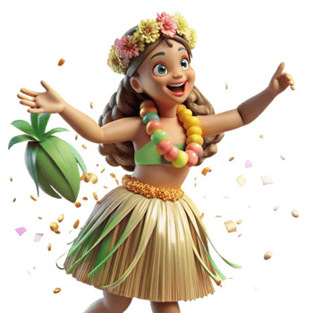 dramatic classic Hula Dancer with Grass Skirt Transparent Background high quality png