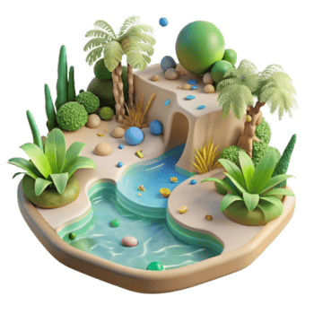 vibrant classic Healthy Ecosystem Cutout Isolated Lush Greenery and Water original png