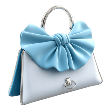 White Handbag Blue Bow, Featuring an Elegant Design and Chic Style, A Romantic Gift for Fashion Lovers, Ideal for Adding a Pop of Color and Charm to Any Outfit or Occasion, png