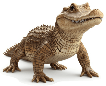 Young alligator in profile view, curious and alert. png