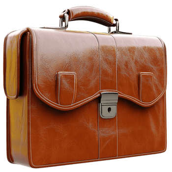 Brown Leather Briefcase Gold Accents and Elegant Design, A Professional Accessory That Embodies Sophisticated Style, A Romantic Gift Choice for Ambitious Souls Who Value Charm and Function, png