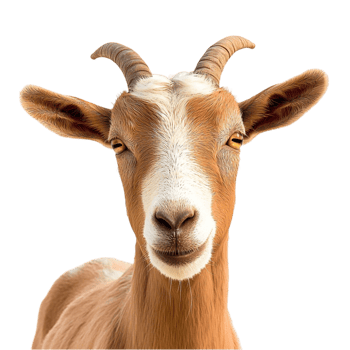 Brown Goat Figurine Curved Horns and Elegant Farmhouse Design, A Romantic Wildlife Decorative Gift Full of Charm, Symbolizing Strength, Nature, and Simple Country Life, png